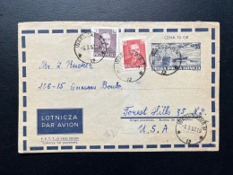 ENVELOPPE POLOGNE WARSZAWA POUR FOREST HILLS USA 1953 - Brieven En Documenten