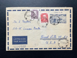 ENVELOPPE POLOGNE WARSZAWA POUR FOREST HILLS USA 1953 - Covers & Documents