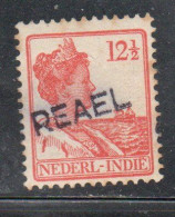 DUTCH INDIA INDIE INDE NEDERLANDS HOLLAND OLANDESE NETHERLANDS INDIES 1912 REAEL OVERPRINTED QUEEN WILHELMINA 12 1/2c MH - Nederlands-Indië