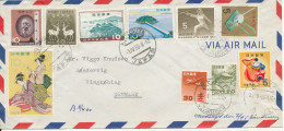 Japan Air Mail Cover Sent To Denmark 3-4-1960 Topic Stamps - Luftpost