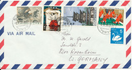 Japan Air Mail Cover Sent To Germany Kagoshima 2-5-1977 With A Lot Of Topic Stamps - Luchtpost