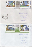 Postal History Cover: Romania With Birds, WWF Full Set On 2 Covers - Briefe U. Dokumente