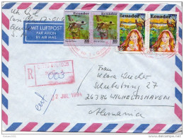 Postal History Cover: Ecuador Frog, Girl Stamps On R Cover - Ecuador