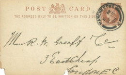 GREAT BRITAIN :1896, POSTAL STAMP SEALED POSTCARD TO LONDON ENGLAND . - Covers & Documents