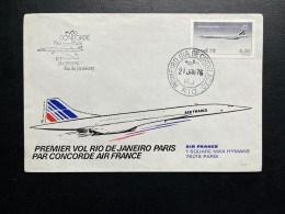 ENVELOPPE BRESIL RIO 1976 POUR PARIS / CONCORDE PREMIER VOL RIO PARIS - Briefe U. Dokumente