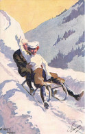 O. MERTE * CPA Illustrateur Art Nouveau Jugendstil O. Merté * Sports D'hiver * Luge * Homme Femme * Série 556 - Mertè, O.