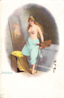 Nu Curiosa * CPA Illustrateur Art Nouveau Jugendstil 1905 * La Peinture * Femme Nue Seins Nus * érotisme érotique - Voor 1900