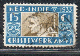 DUTCH INDIA INDIE INDE NEDERLANDS HOLLAND OLANDESE NETHERLANDS INDIES 1933 JOBLESS MAN 15c + 5 USED USATO - Nederlands-Indië
