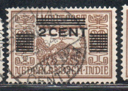DUTCH INDIA INDIE INDE NEDERLANDS HOLLAND OLANDESE NETHERLANDS INDIES 1934 SURCHARGED 2c On 20c USED USATO - Nederlands-Indië