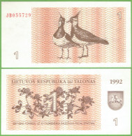 LITHUANIA  1 TALONAS 1992  P-39  UNC  JB - Litauen