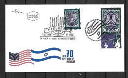2018 Joint Israel And USA, MIXED FDC ISRAEL WITH BOTH STAMPS: Hannukah In The USA - Joint Issues