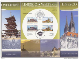 2011 Joint Germany And Japan, MIXED FDC SOUVENIR FOLDER 2+2 STAMPS:: World Heritage Sites - Joint Issues