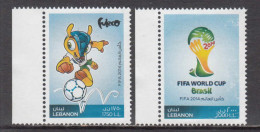 2014 Lebanon World Cup Football Brazil Complete Set Of 2 MNH - Liban