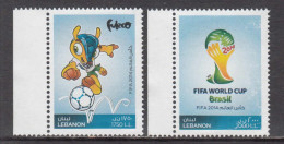 2014 Lebanon World Cup Football Brazil Complete Set Of 2 MNH - Lebanon