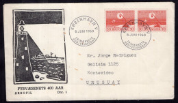 Danmark - 1960 - Letter - FDC Envelope Fyrvæsenets - Sent To Uruguay - Caja 30 - Brieven En Documenten