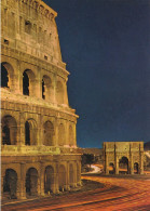 CARTOLINA  ROMA,LAZIO-DI NOTTE-ARCO DI COSTANTINO E COLOSSEO-STORIA,CULTURA,IMPERO ROMANO,BELLA ITALIA,NON VIAGGIATA - Colisée