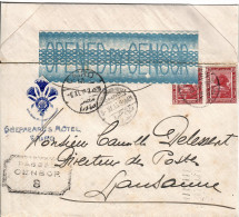 Paised By Censor N°8,  For Lausanne 19.XI.1916 Switzerland - 1915-1921 Britischer Schutzstaat