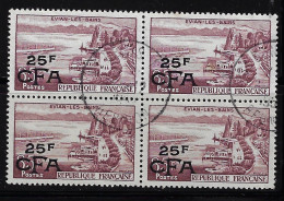 REUNION 1957 - EVIAN LES BAINS YT 341 BLOC DE 4 TIMBRES - CFA102 - Oblitérés