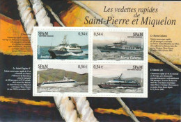 Saint-Pierre Et Miquelon Yvert N° 877-880 Neuf Bloc Feuillet Les Vedettes Rapides De St-Pierre Et Miquelon Lot 19-174 - Blokken & Velletjes