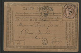 YONNE Boîte Rurale K De Monéteau En 1876 N° 54 Sur CP Obl. C. à D. D'Auxerre Voir Suite - 1849-1876: Période Classique