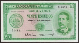 CAPE VERDE (CABO VERDE). 20 Escudos 16.6.1958. Pick 47. UNC. - Cap Verde