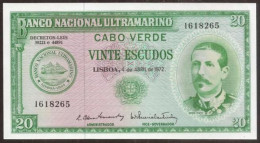 CAPE VERDE (CABO VERDE). 20 Escudos 4.4.1972. Pick 52. UNC. - Cap Verde