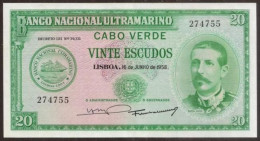 CAPE VERDE (CABO VERDE). 20 Escudos 16.6.1958. Pick 47. - Kaapverdische Eilanden