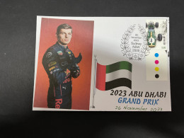 29-11-2023 (3 V 43 B) Formula One - 2023 Abu Dhabi Grand Prix - Winner Max Verstappen (26 November 2023) Formula 1 Stamp - Automobilismo