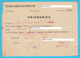 GRADSKI N.O. DUBROVNIK (Brner - Obuljeno, Mokošica) Stari Dokument Iz 1946. Godine * Croatia Kroatien Croatie Croazia - Documenti Storici