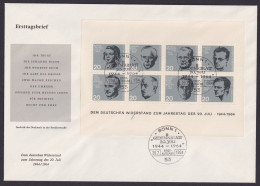 Bund Block 3 Widerstand Luxus Brief Als FDC Bonn 20.7.1964 Kat.-Wert 100,00 - Cartas & Documentos