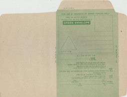 INDIAN MILITARY UNUSED FORCES LETTER/ GREEN ENVELOPE - Military Service Stamp