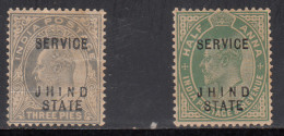 2v MH Edward, Jhind / Jind State SERVICE, 1903-1906, British India - Jhind