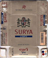 Nepal Surya Lights Cigarettes Empty Hard Pack Case/Cover Used - Empty Cigarettes Boxes