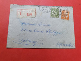 Enveloppe En Recommandé De Bricquebec Pour Cherbourg En 1935 - N 193 - WW II