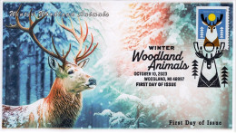 USA 2023 Christmas,Winter Woodland Animals,Deer,Snowflake,Winter Season,Tree, FDC(**) - Brieven En Documenten