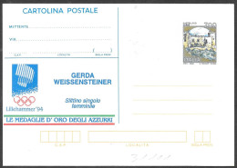 Italia/Italy/Italie: Intero, Stationery, Entier, Slittino Femminile, Women's Sledding, La Luge Féminine - Winter 1994: Lillehammer