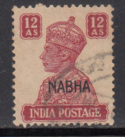 12a Used KGVI Nabha State 1940-1943, SG117, Cat., £95 British India, - Nabha