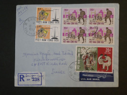 R33 VIETNAM CONG HOA BELLE LETTRE  RECO  1972 SAIGON A NIEDERHASLI SUISSE +BLOC DE 4TP 20 D+AFF. INTERESSANT+ + - Viêt-Nam