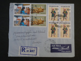 R33 VIETNAM CONG HOA BELLE LETTRE  RECO  1972 SAIGON A NIEDERHASLI SUISSE +BLOC DE 4TP 30 D+AFF. INTERESSANT+ + - Vietnam