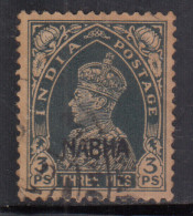 3p Used Nabha KGVI Series 1941-1945 SG95, British India - Nabha