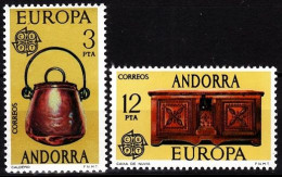 ANDORRA SPANISH 1976 EUROPA: Handicrafts. Copper And Woodwork. Complete Set, MNH - 1976