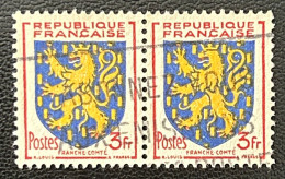 FRA0903Ux2h - Armoiries De Provinces (V) - Franche-Comté - Pair Of 3 F Used Stamps - 1951 - France YT 903 - 1941-66 Escudos Y Blasones