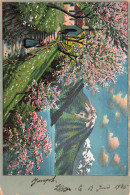 ARTS - Tableau - Paysage - Des Pêchers En Fleurs Et Des Montagnes Au Loin- Printemps - Cartes Postales Ancienne - Peintures & Tableaux