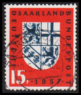 1957. Saar. Saarland As Bundesland 15 F. Luxus Cancel.  (MICHEL 379) - JF538211 - Oblitérés