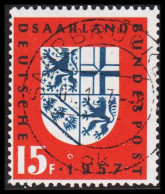 1957. Saar. Saarland As Bundesland 15 F. Luxus Cancel.  (MICHEL 379) - JF538212 - Oblitérés