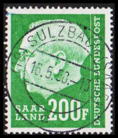 1957. Saar. Heuss 200 F. LUXUS Cancel SULZBÄCK (SAAR)  16.5.58.  (MICHEL 427) - JF538235 - Oblitérés