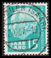 1957. Saar. Heuss 15 (Fr). Fine Cancel. (MICHEL 388) - JF538265 - Oblitérés