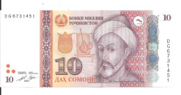 TADJIKISTAN 10 SOMONI 2021 UNC P 24 D - Tayikistán
