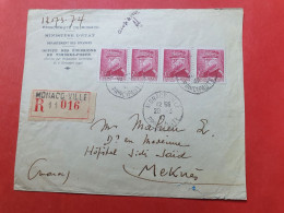 Monaco - Enveloppe En Recommandé De L'Office Des Timbres Poste De Monaco Pour Meknès En 1942 - N 244 - Lettres & Documents