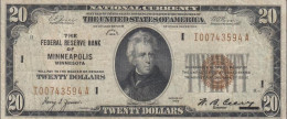 AMERICA USA 20 Dollars 1929 Series I 0074359 MININEAPOLIS Federal RESERVE BANK SOHRAN RR !! - Federal Reserve Notes (1928-...)